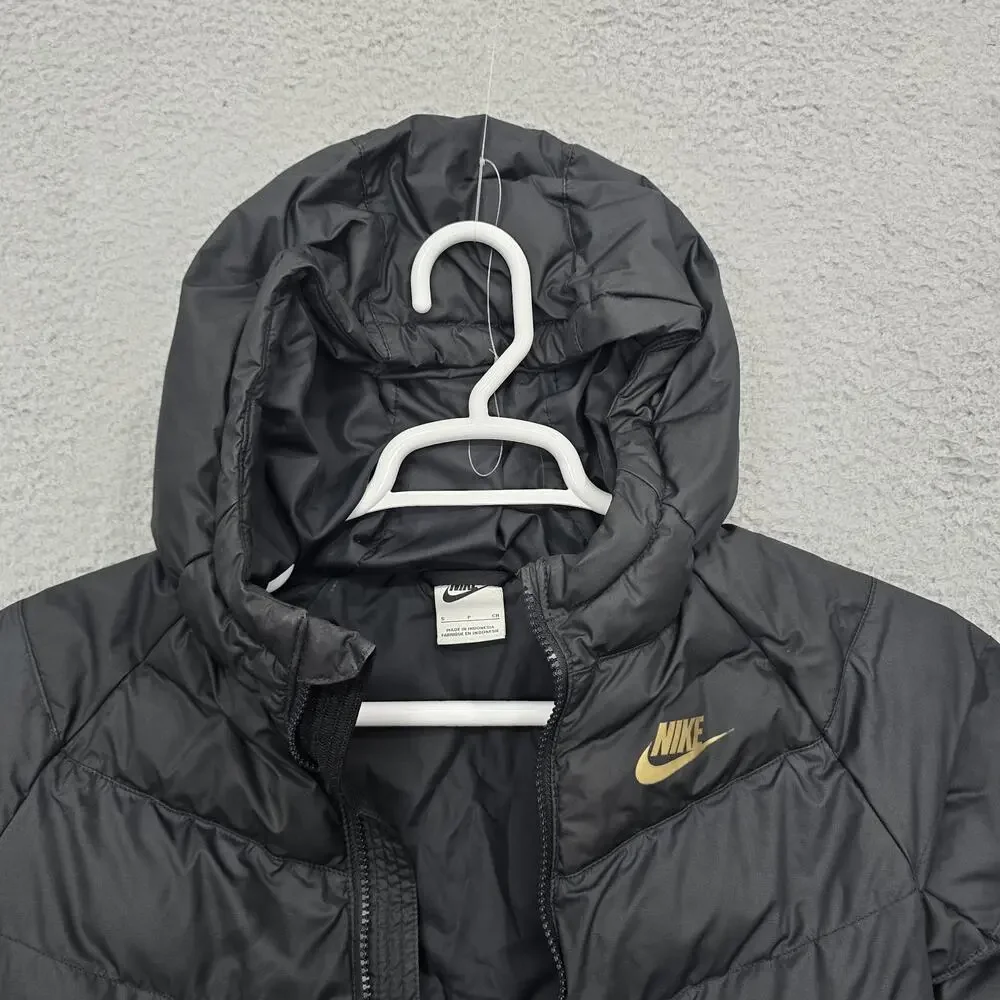 Nike Water Resistant Puffer Jacket kids Girl Boy Small Years Unisex Black Hooded